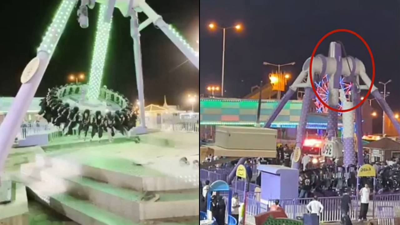 Suudi Arabistan'da eğlence faciaya dönüştü! Lunapark aracı ikiye bölündü, çok sayıda yaralı var...
