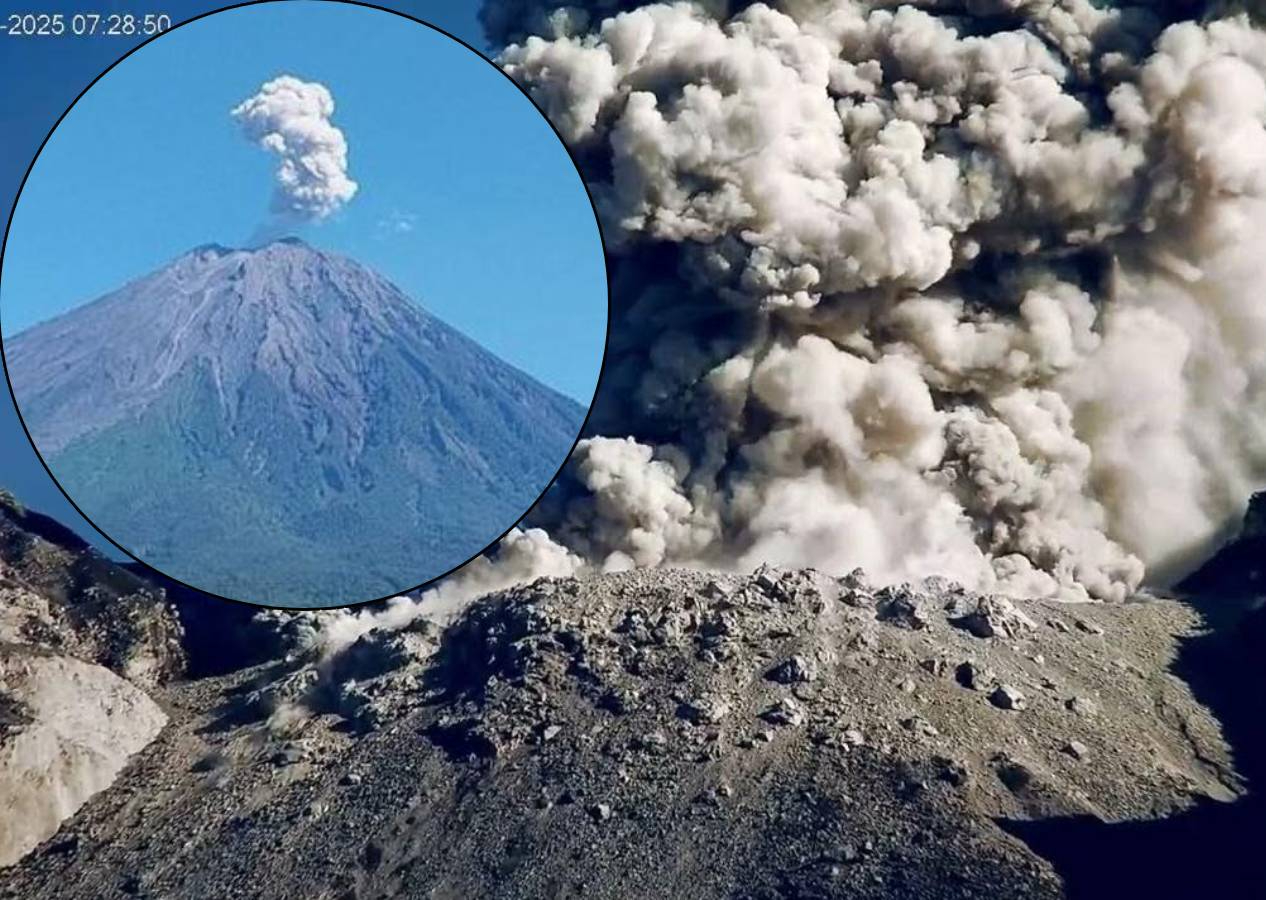 Endonezya'daki Semeru Yanardağı'nda patlama anı kamerada! 600 metre yükseğe lav fışkırdı