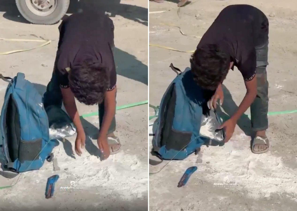 Bir avuç unu yerden toplayıp çantasına doldurdu! Gazzeli çocuğun çaresizliği, insanlığın utancı oldu