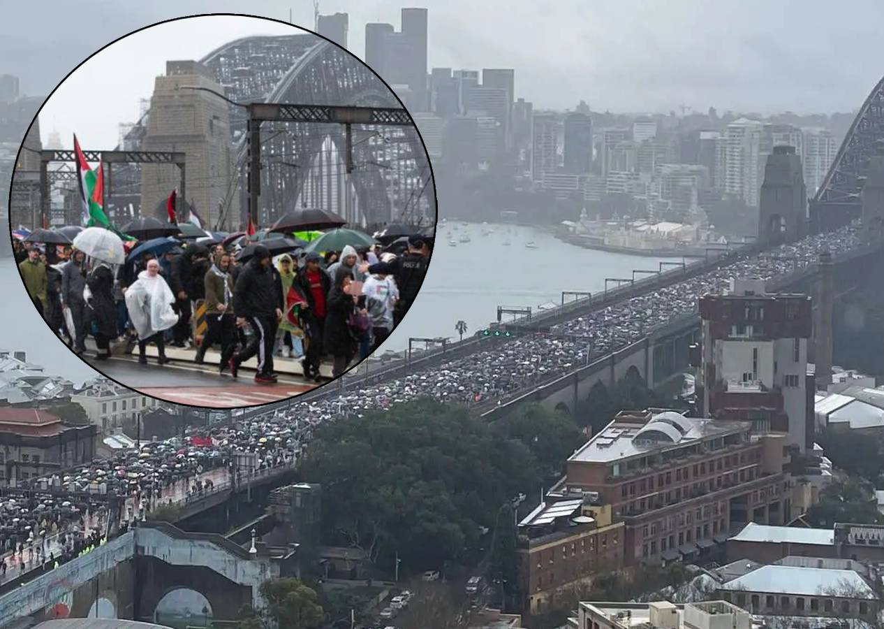 Sidney'de Gazze yürüyüşü... 100 bin kişi ünlü köprüyü kapattı: "Özgür Filistin"