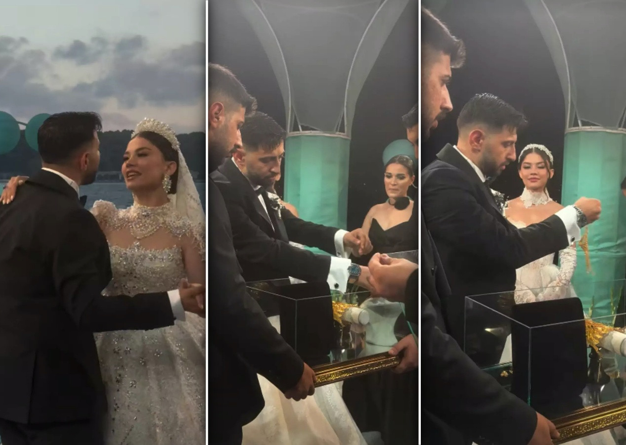 Burak Bulut ve Eda Sakız evlendi: Geline cam kutuda servet değerinde altın takıldı! Sosyal medyayı sallayan düğünden kareler...