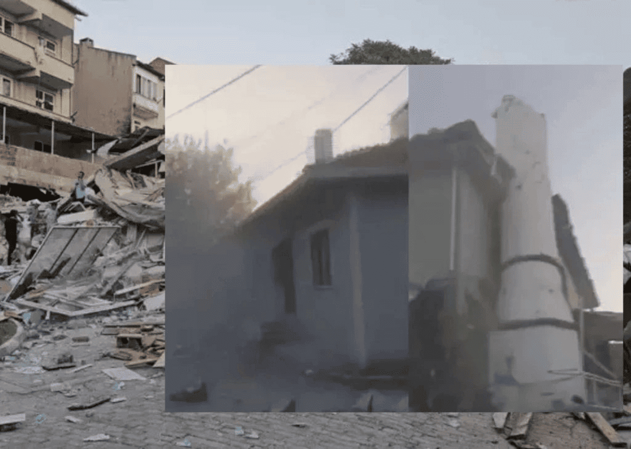 Balıkesir'de 6,1'lik deprem sonucu camii minaresi yıkıldı