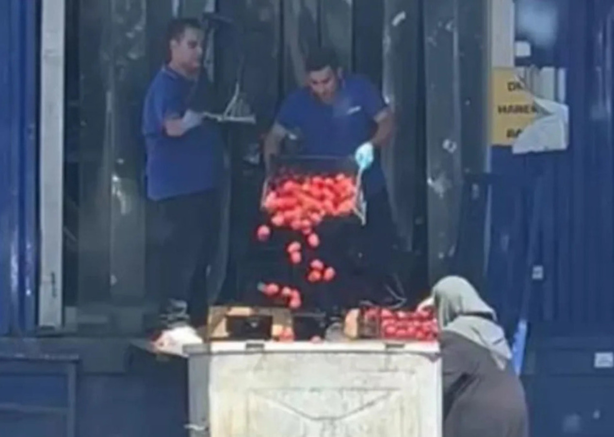 İstanbul'daki zincir market çalışanları kasa kasa domatesi çöpe döktü