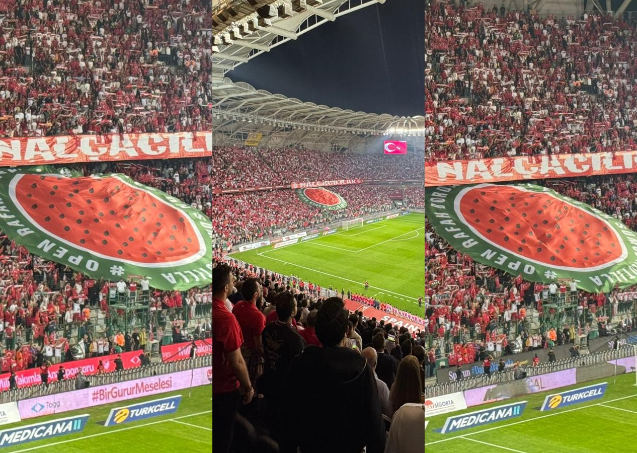 Türkiye – İspanya maçında tribünlerinden Filistin’e anlamlı destek