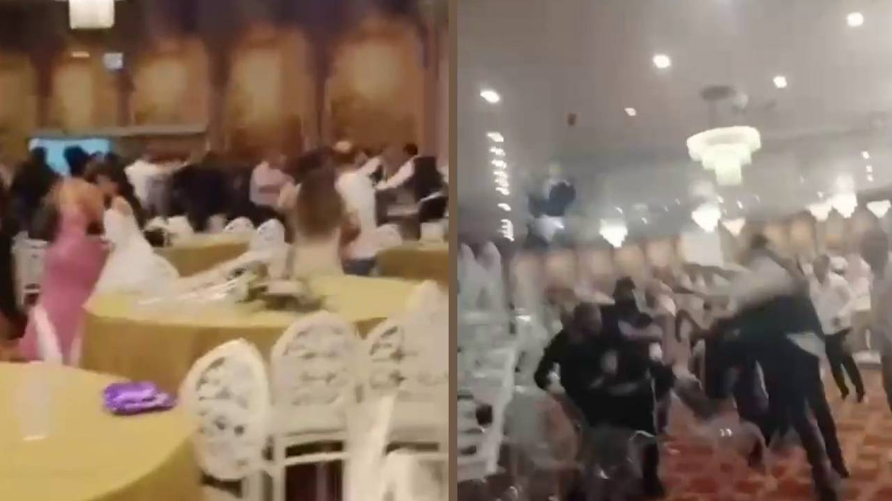 Düğün ringe dönüştü! Yer: Adana! Düğünde uçan tekmeler havada uçuştu!