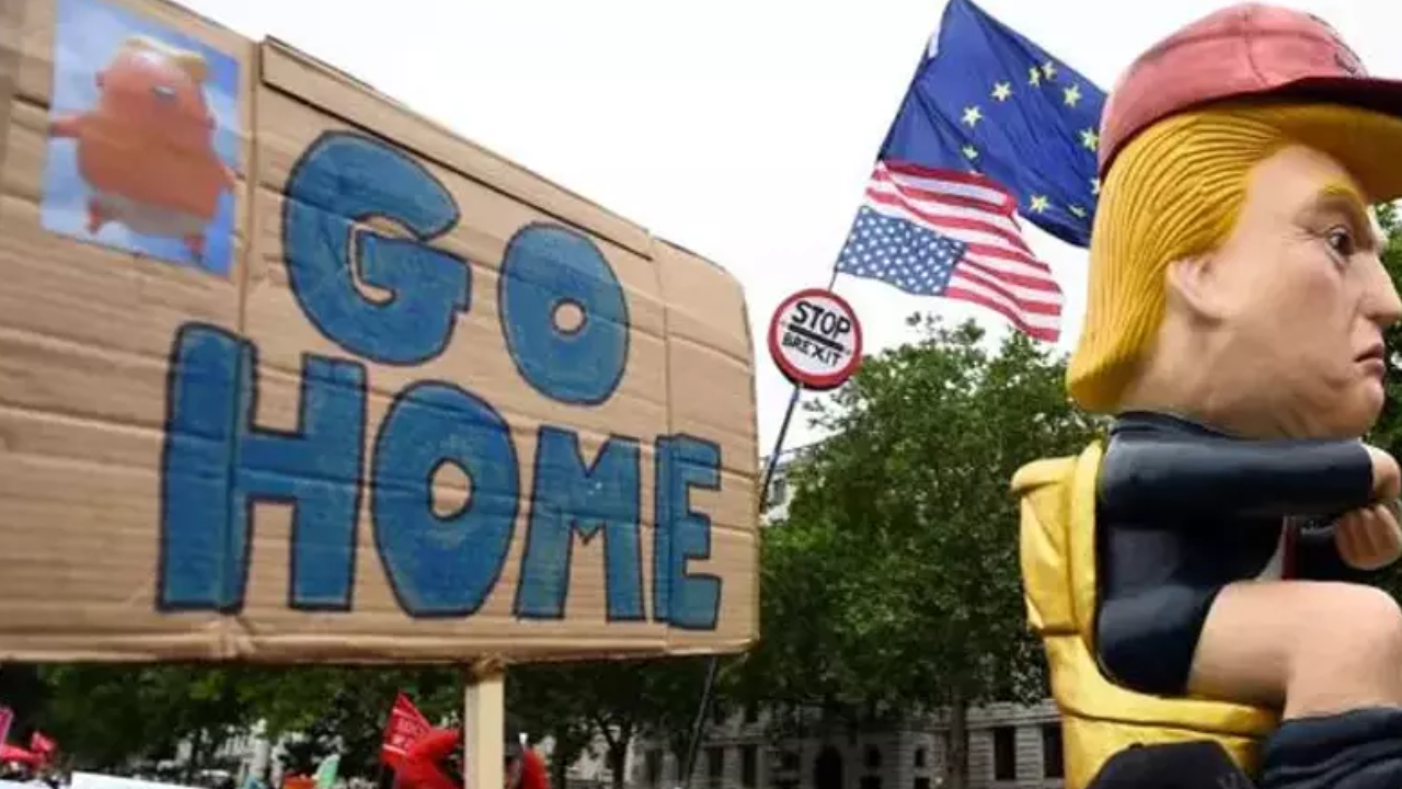 Trump’a İngiltere’de büyük şok! Windsor ve Londra sokakları protestolarla doldu taştı!