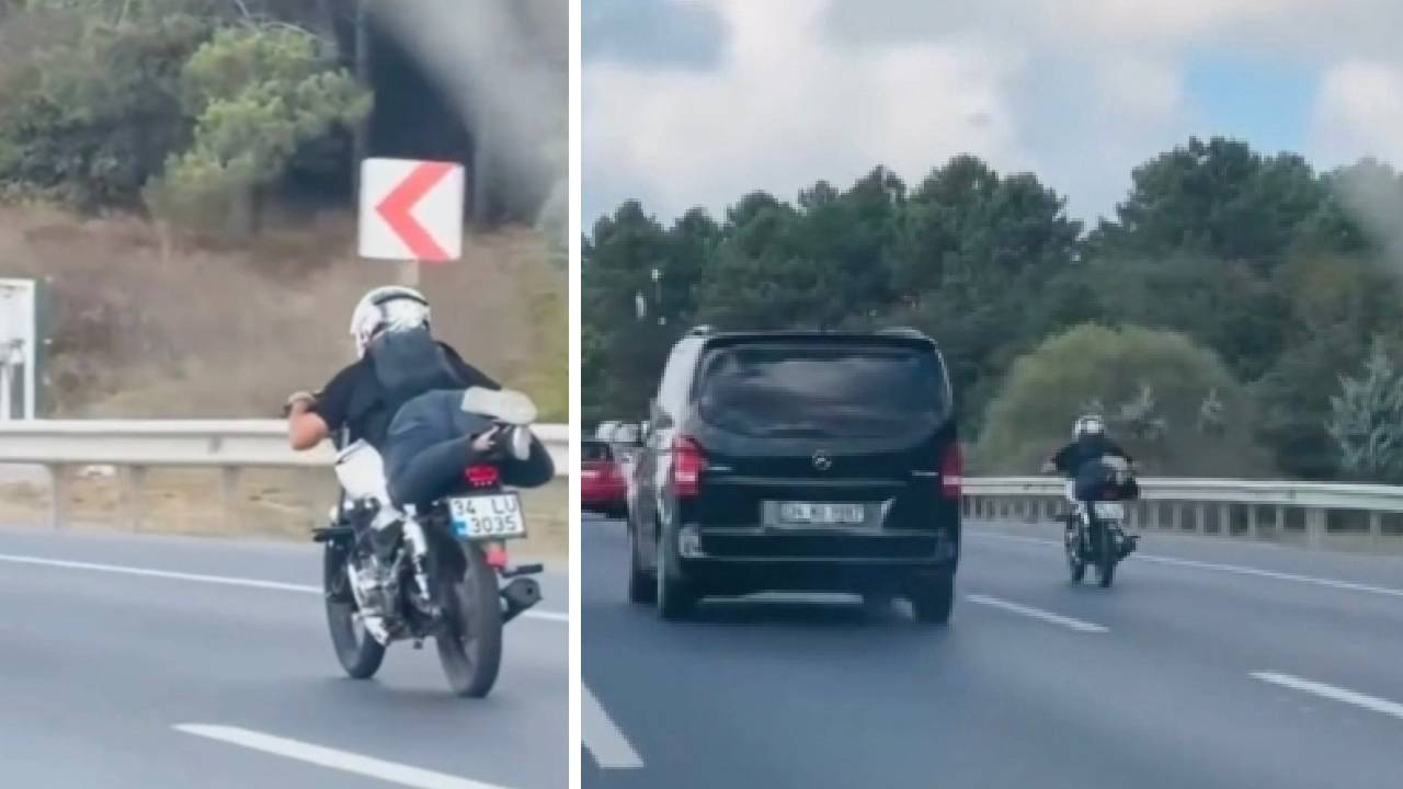 Akrobatik sürüş kamerada! Eyüpsultan’da yatarak motosiklet sürüşü, trafikte tehlike saçtı