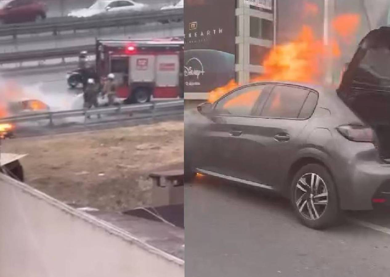 Üsküdar’da otomobilin motoru alev aldı, araç kül oldu
