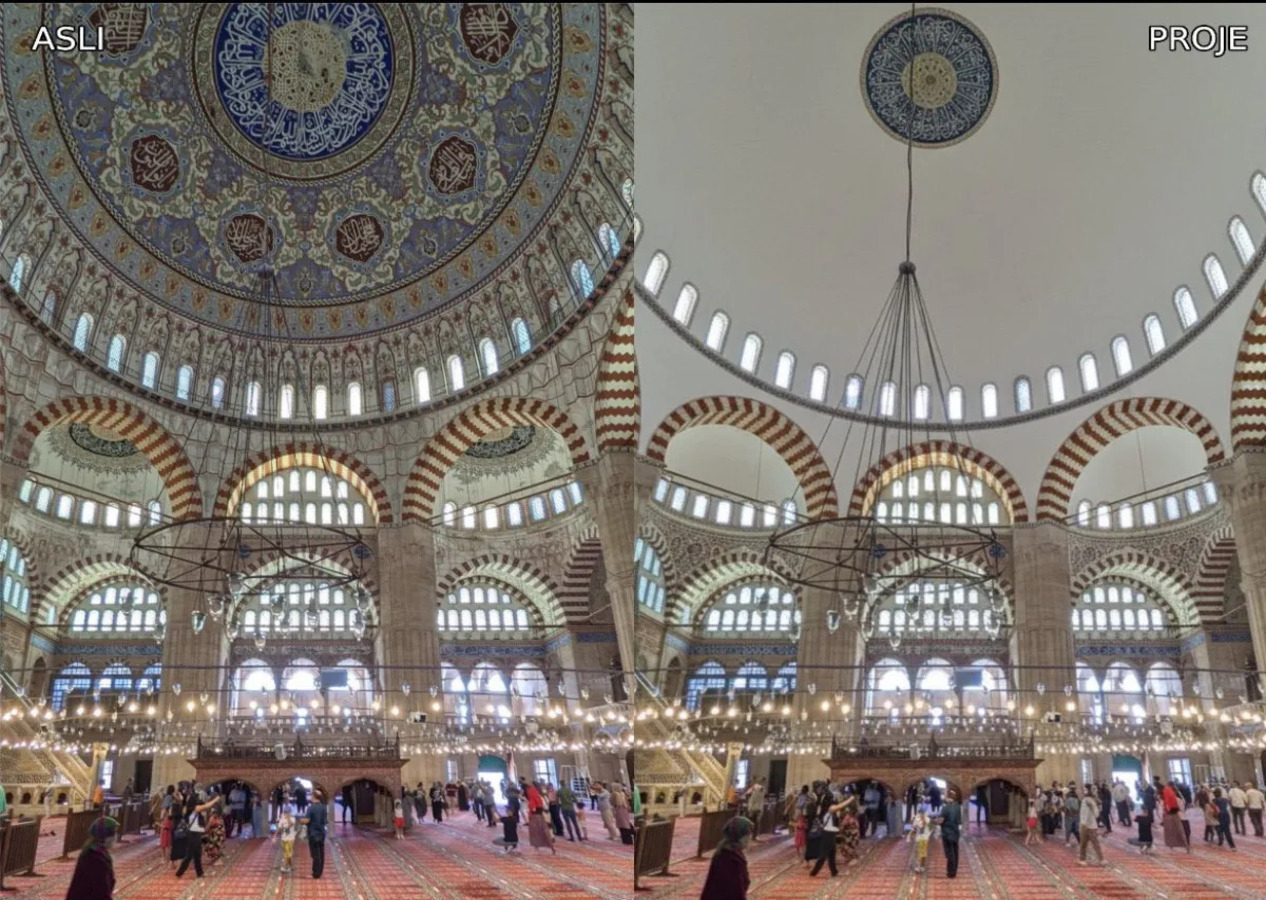 Tarihi Selimiye Camii'nde tepki çeken restorasyon çalışması!