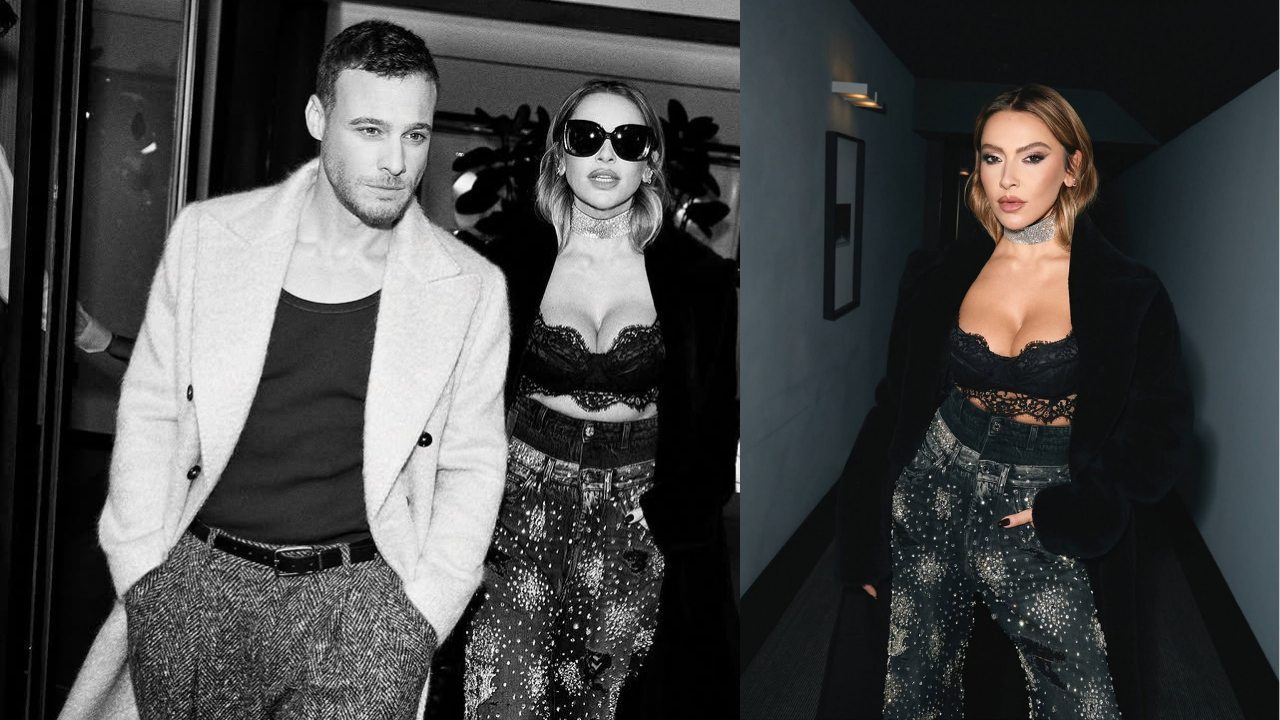Hadise ve Kerem Bürsin Milano Moda Haftası’nda! Dantelli sütyen-pantolon kombiniyle geceye damga vurdu