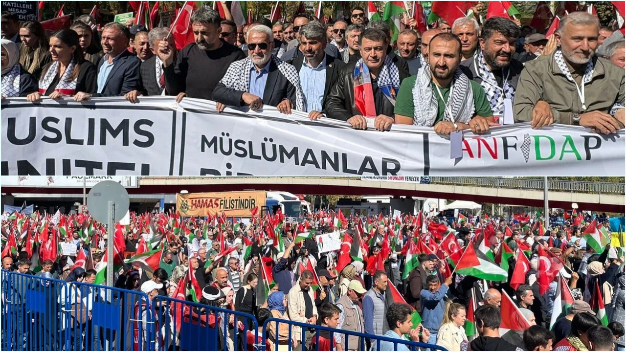 Ankara'da on binlerce vatandaş Gazze için sokaklara döküldü