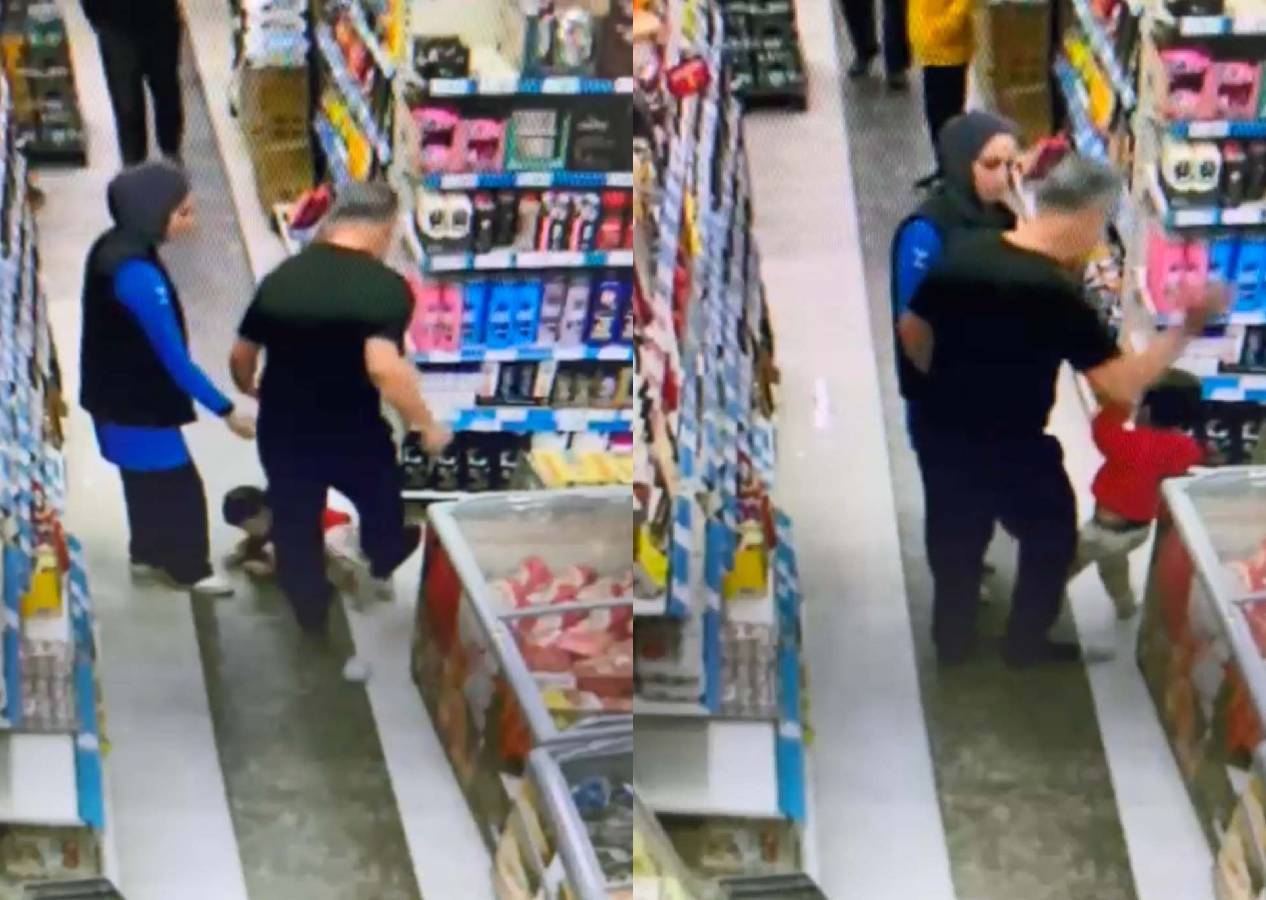 Bu nasıl baba?  market ortasında çocuğunu darp etmişti: Gözaltına alındı