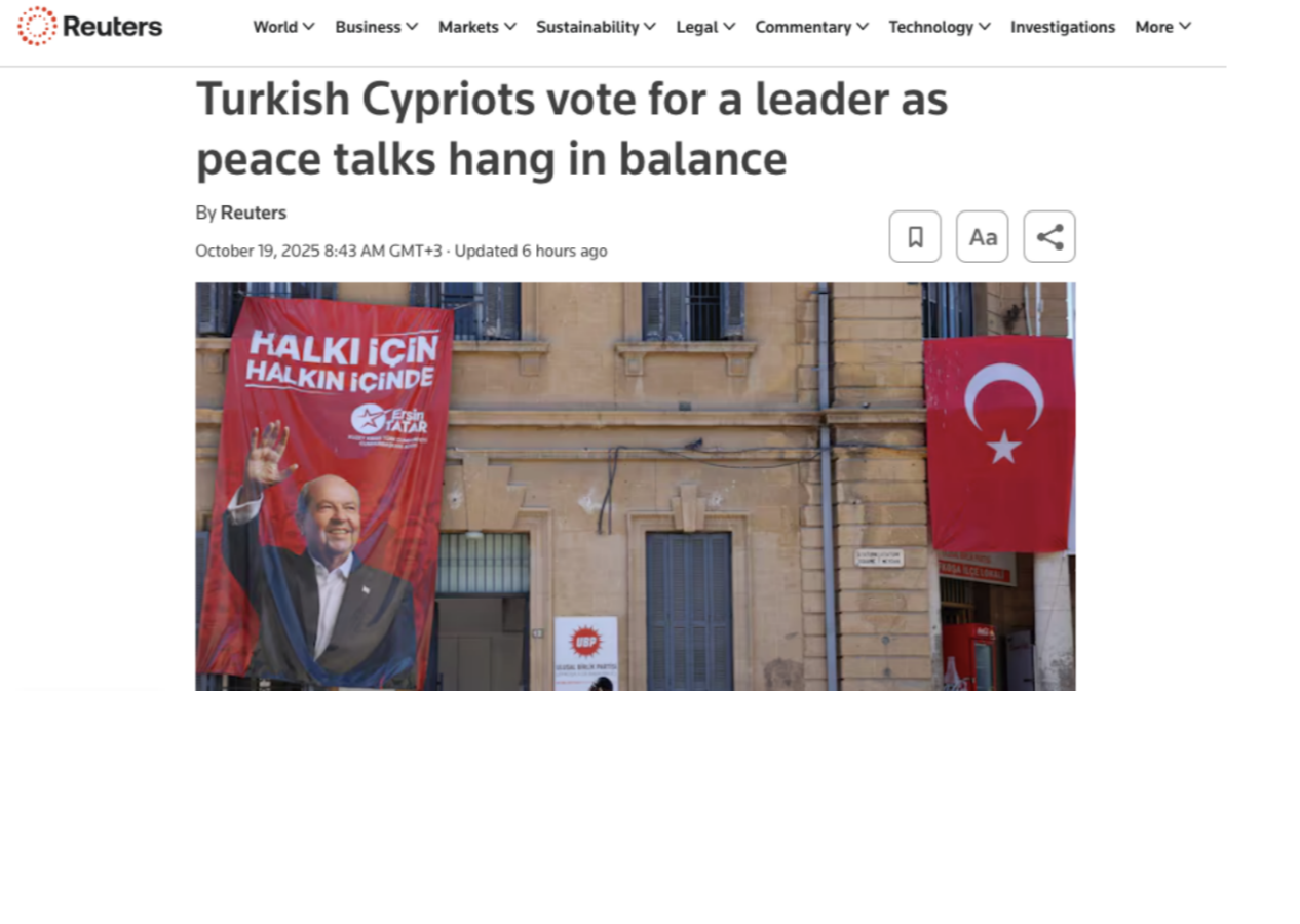 Reuters'a konuşan Türk yetkilinin bundan haberi var mı? KKTC seçimlerini iki devletli çözüm belirsizliği ve Türk işgali gibi kelimelerle duyurdular...