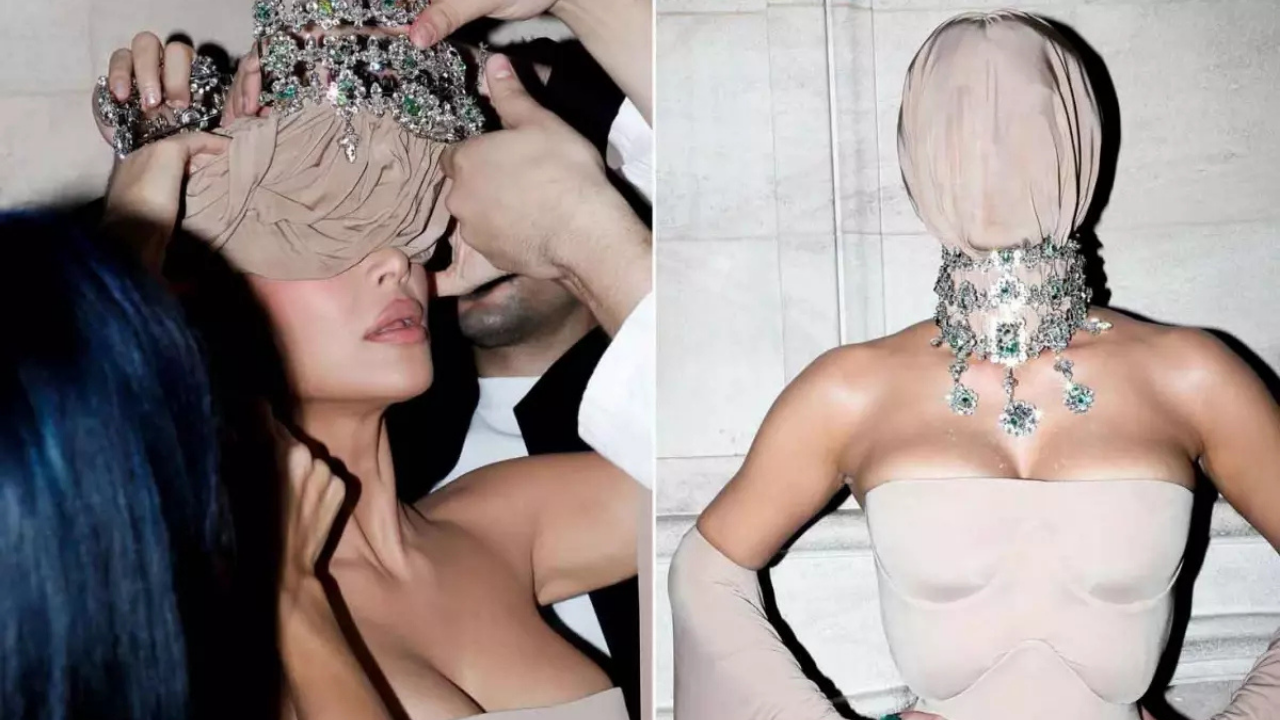 Kim Kardashian'ın maskeli gala tarzına yorum yağdı! Yüzünü neden sakladı?