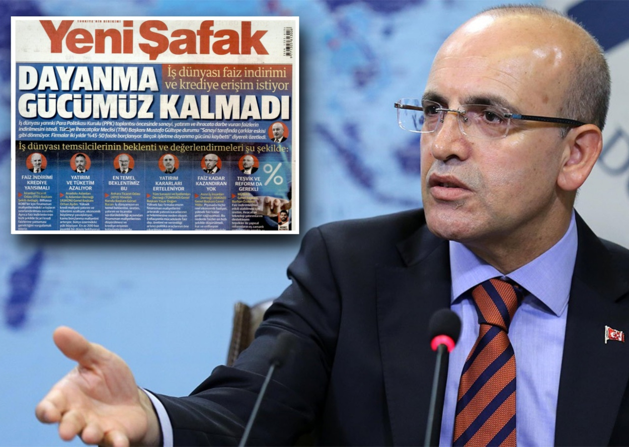 Yeni Şafak’tan Bakan Şimşek’e üçüncü manşet darbesi! Faiz kararı öncesi uyarı: Dayanma gücümüz kalmadı!