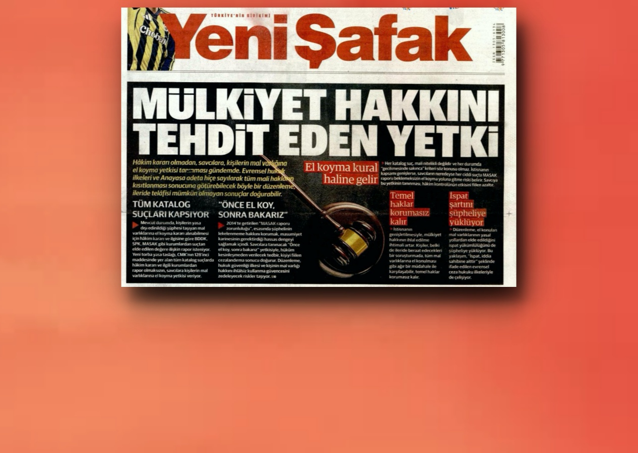 Bakanlardan sonra sıra AK Parti'ye geldi... Yeni Şafak bu kez iktidarı hedef aldı! “Rasyonel çöküş”ten sonra yeni kriz manşeti: Mülkiyet hakkını tehdit etmeyin!