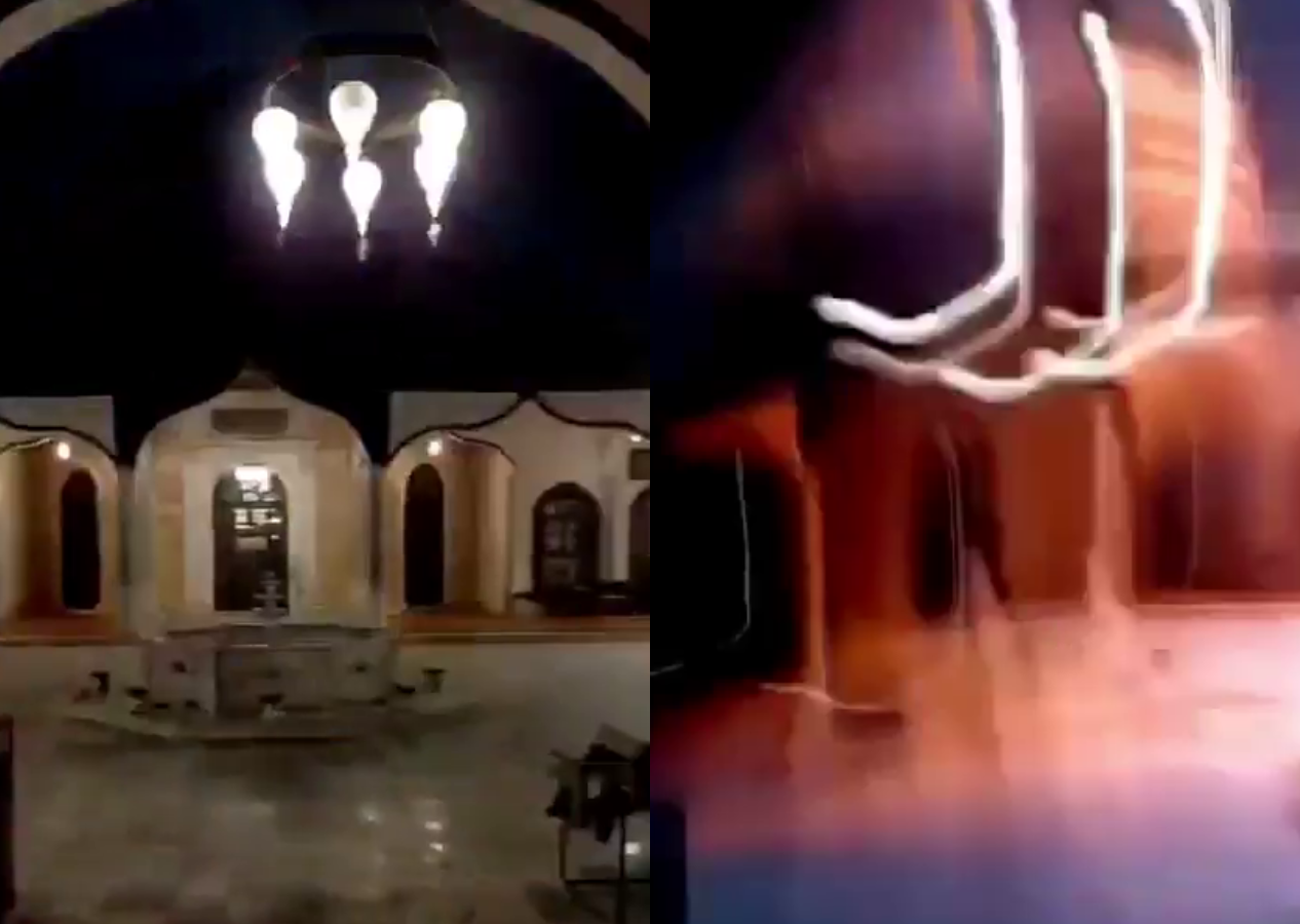 Bursa'da tarihi Emirsultan Camii’ne yıldırım isabet etti! İşte o anlar