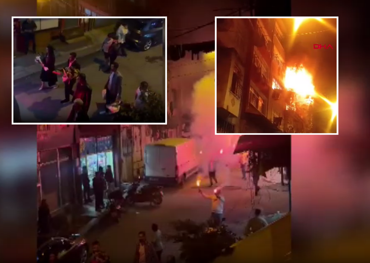 Beyoğlu'nda kız isteme töreni faciaya dönüştü! Atılan havai fişekler eve isabet etti! Bina cayır cayır yandı, 8 kişi hastanelik oldu