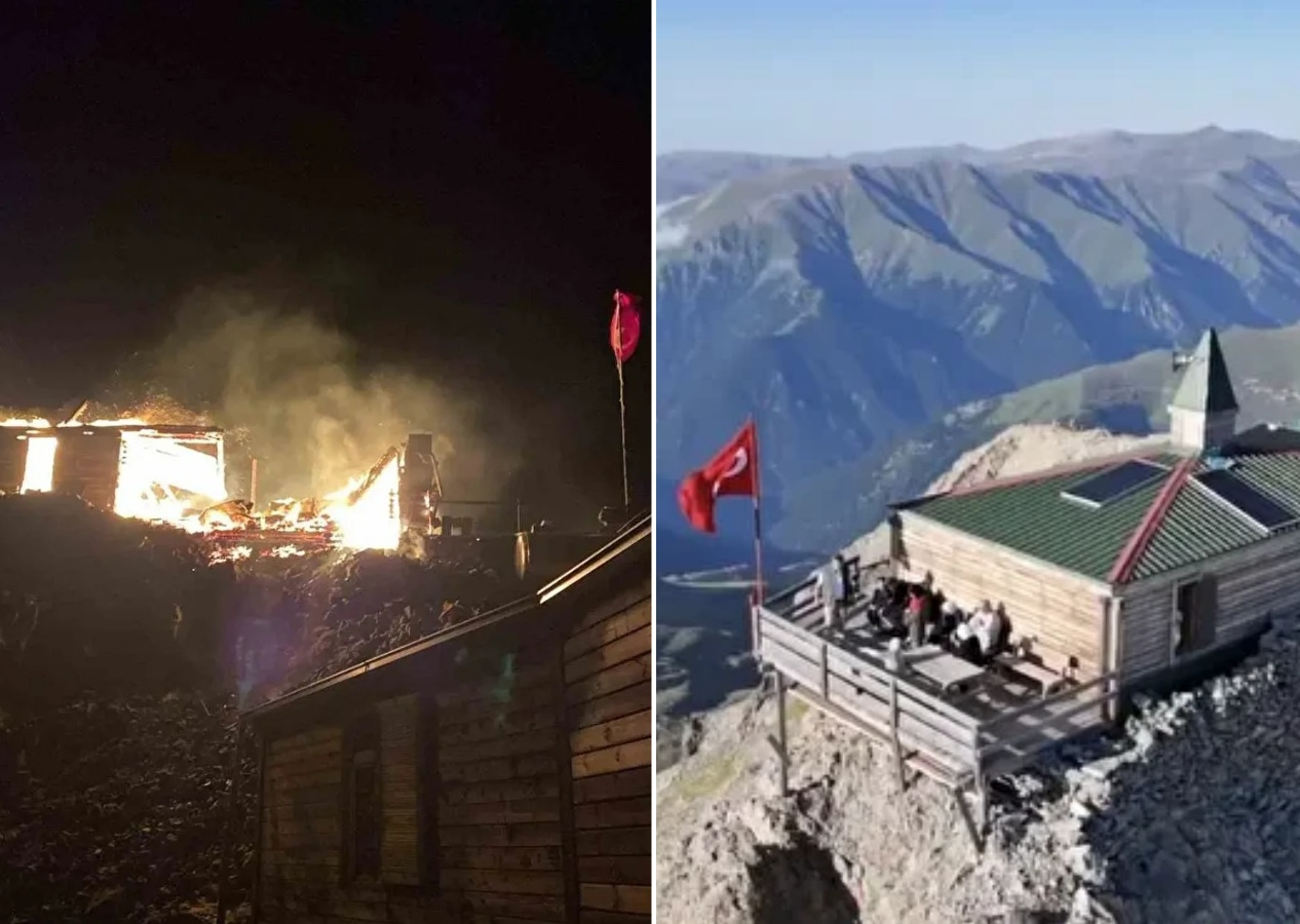 Kırklar Dağı’nda tarihî mescit alevlere dayanamadı... Manevi merkez bir gecede yok oldu!