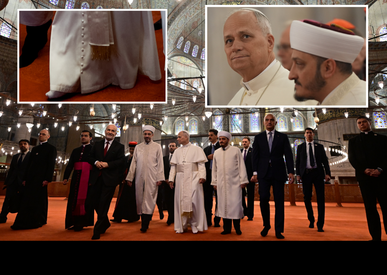 Papa 14. Leo'nun papa seçildikten sonra ilk girdiği cami Sultanahmet Camii oldu! Dikkat çeken detay: Ayakkabılarını çıkarmayı ihmal etmedi