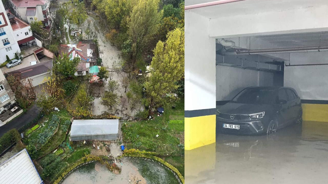 İstanbul'u sağanak vurdu! Küçükçekmece'de site otoparkını su bastı