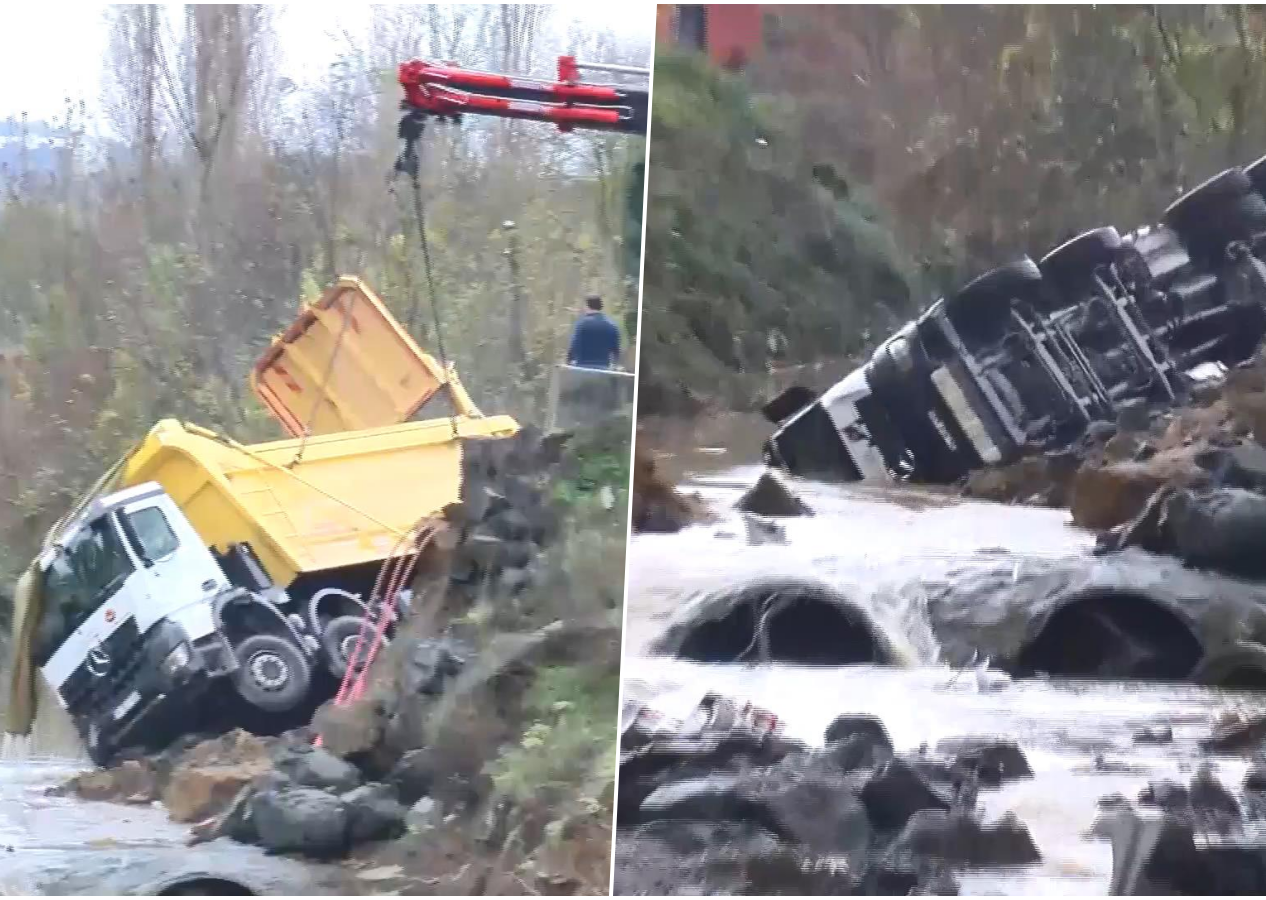 İstanbul'da en fazla yağış alan ilçe Sarıyer oldu! Yol çöktü, araçlar dereye yuvarlandı