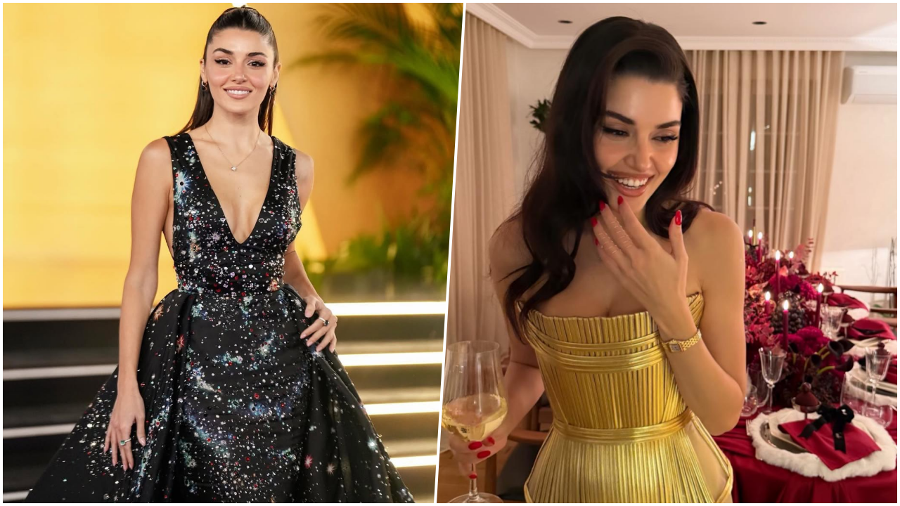 Yılbaşı kombini beğenilmedi! Hande Erçel, altın renkli kostümüyle sosyal medyanın diline düştü!