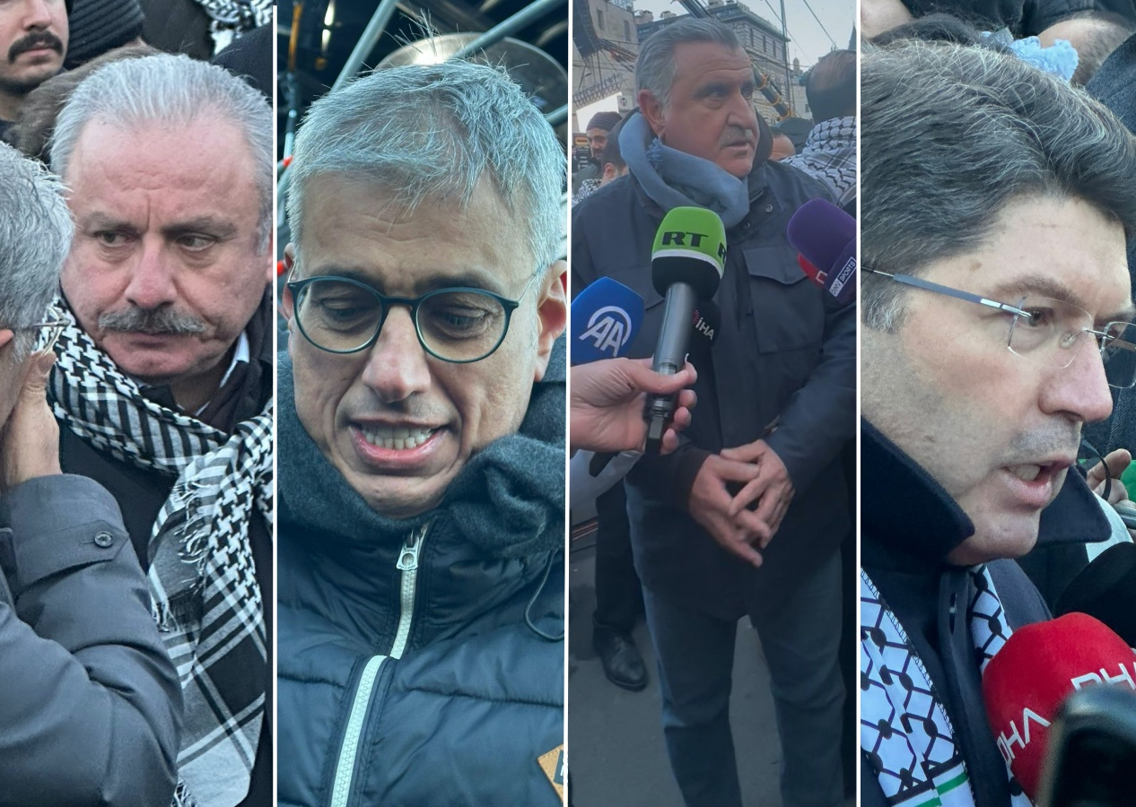 Gazze'nin çığlığı Galata'dan yükseliyor! Binlerce kişi yılın ilk günü İsrail zulmüne 'dur' diyor! Bakanlar da Galata'da...