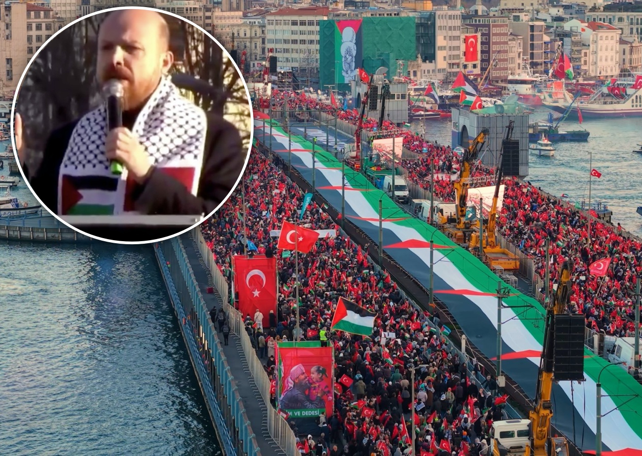 Bilal Erdoğan’dan Galata Köprüsü’nde sert mesaj: Gazze’de yaşanan savaş değil, bilinçli bir soykırımdır!