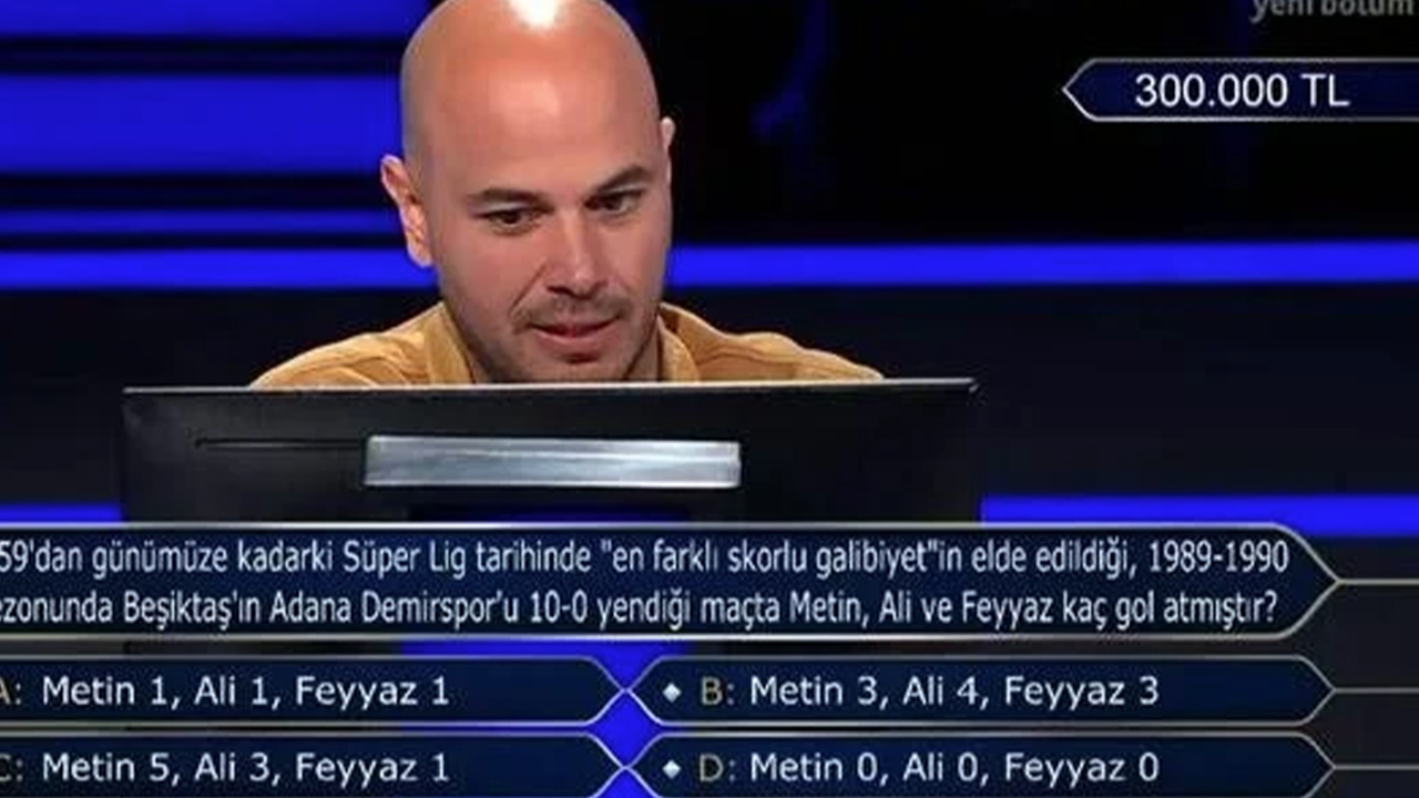 Kim Milyoner Olmak İster'de 300 bin liralık Beşiktaş sorusu