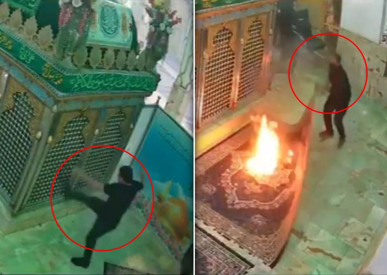 Kim bu vandallar? İran'daki protestoların maskesi düştü! Türbeyi ateşe verdiler...
