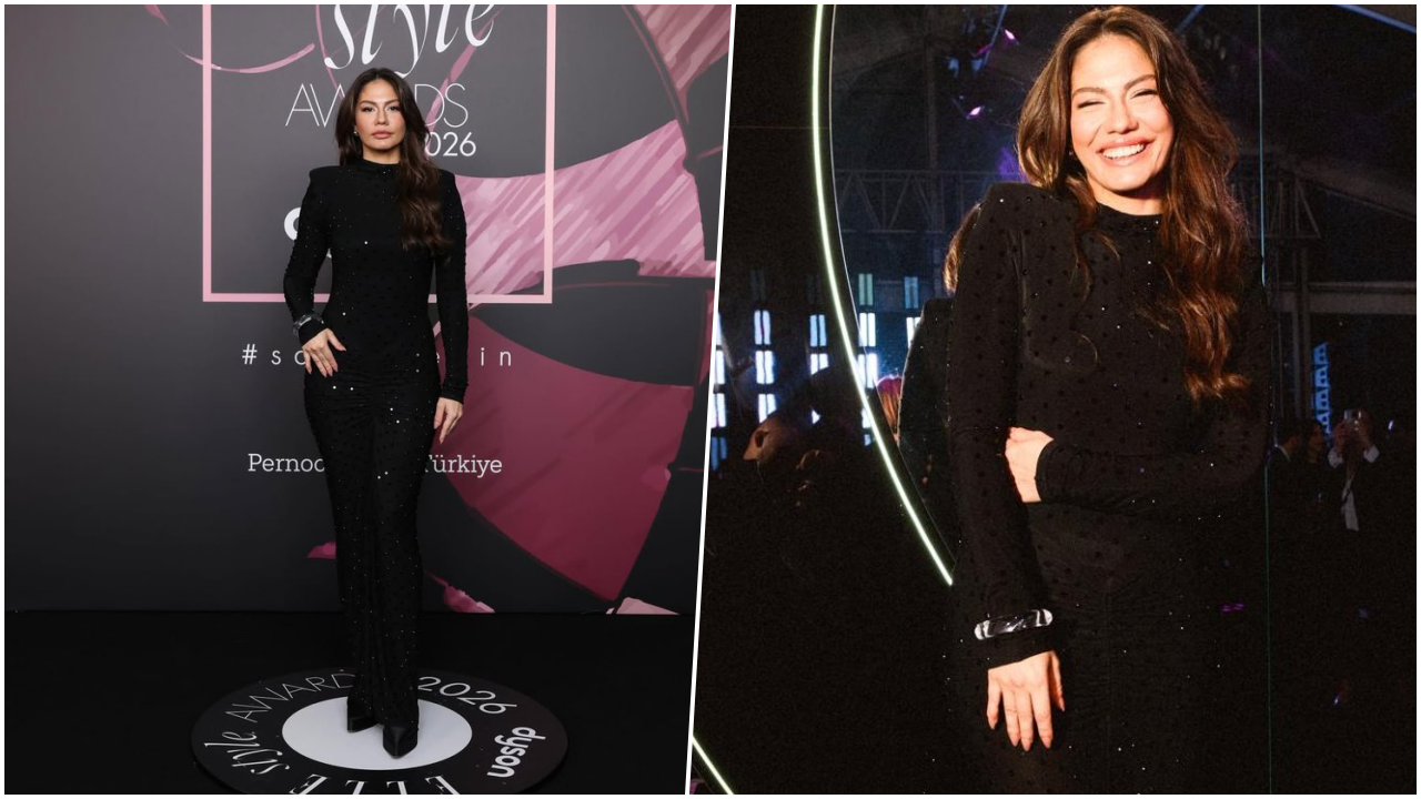 Eşref Rüya'nın yıldızı Demet Özdemir, ELLE Style Awards 2026 Ödül Töreni'nde siyah ışıltılı elbisesiyle göz kamaştırdı