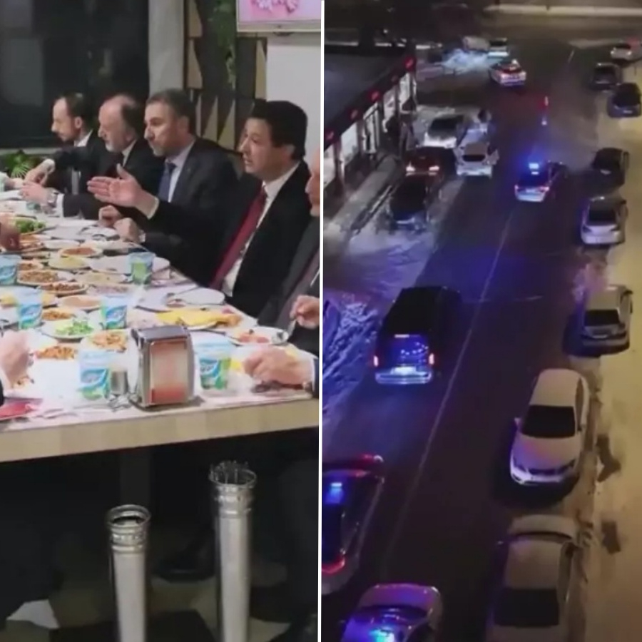 Sosyal medyada infial yaratan klip: Saadet Partisi heyeti ciğer yemeye çakarlı konvoyla gitti!