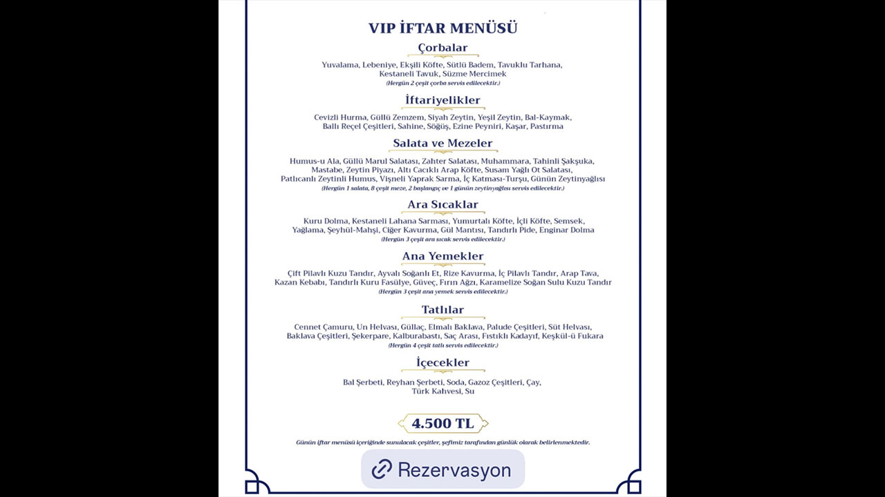 Lüks iftar menüsü tepki çekti