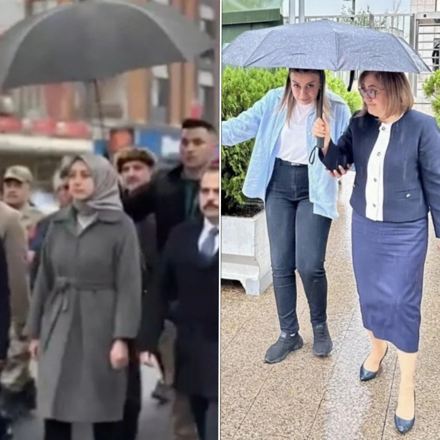 Bu da makam ama korumasına şemsiye tutuyor! Günün karesi Fatma Şahin'den: Koruma polisini şemsiyesi altına aldığı anlar büyük takdir topladı!