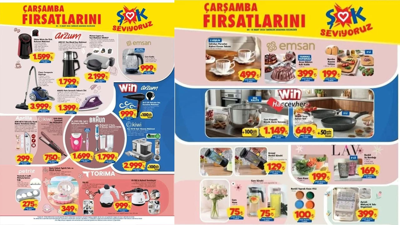 ŞOK 4-10 Mart 2026 aktüel ürünler kataloğu yayımlandı! Birçok üründe indirim var! İşte indirimli ürünler listesi