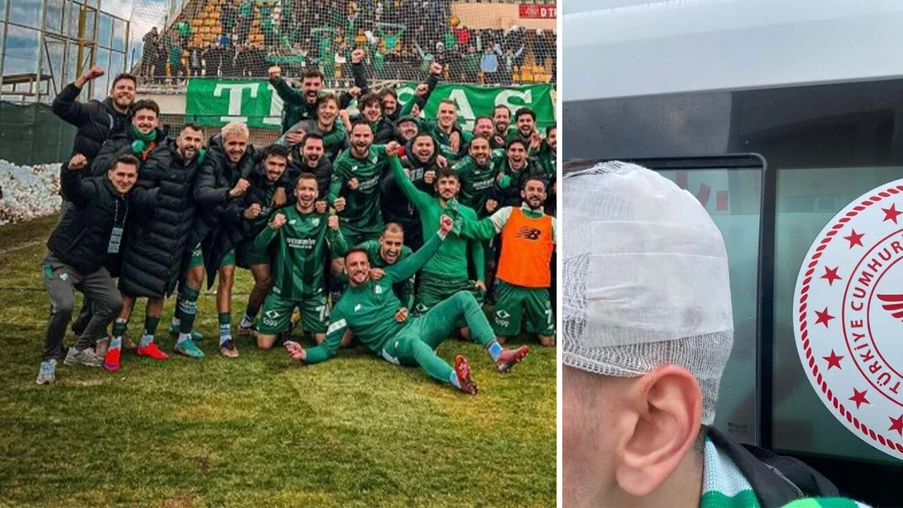 Taş yağmuru altında oynanan maçı Bursaspor kazandı