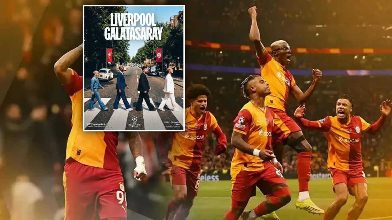 Liverpool maçı öncesi Galatasaray'dan olay gönderme! İkonik Beatles kapağıyla meydan okudu...