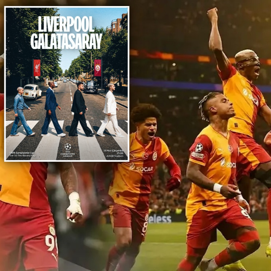 Liverpool maçı öncesi Galatasaray'dan olay gönderme! İkonik Beatles kapağıyla meydan okudu...
