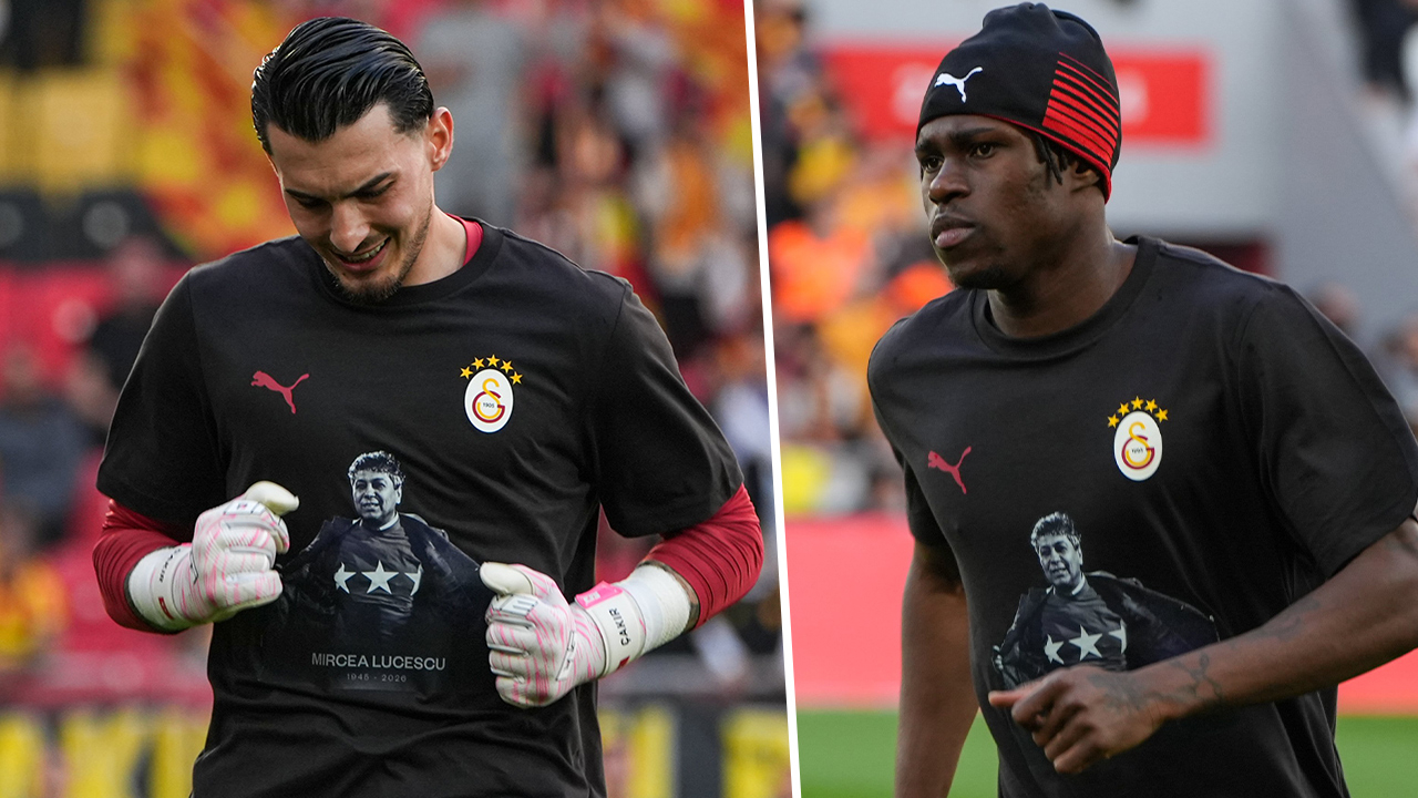 Galatasaraylı futbolcular sahaya Lucescu tişörtleriyle çıktı