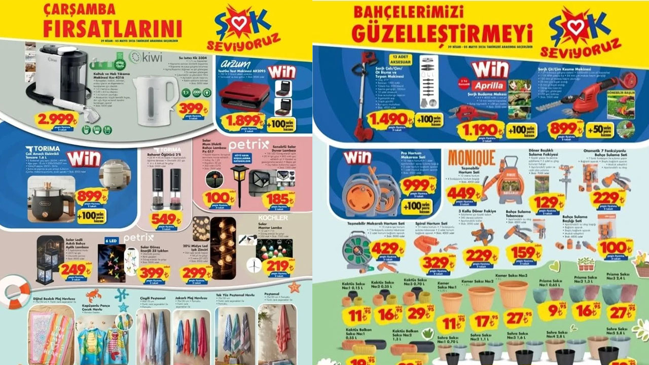 ŞOK 29 Nisan Çarşamba aktüel ürünler kataloğu yayımlandı!