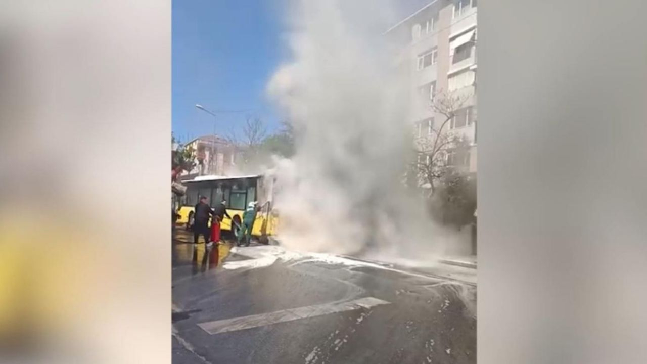Ümraniye'de İETT otobüsünde yangın çıktı