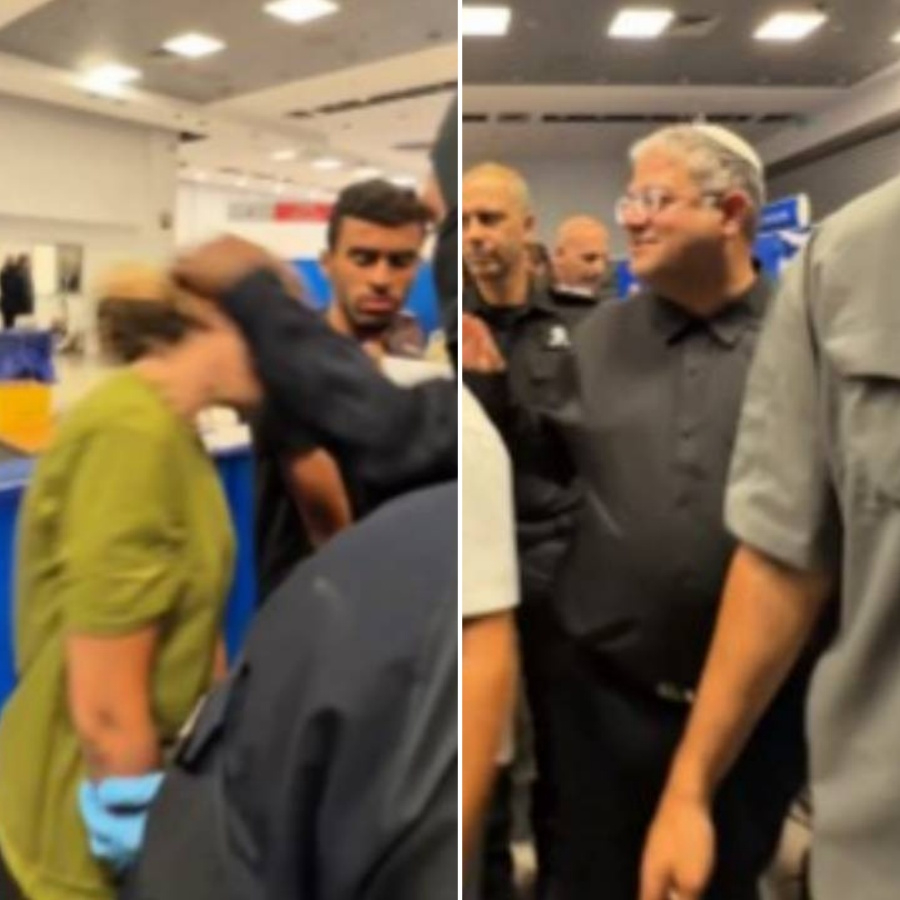 Uluslararası sularda haydutluk, limanda ahlaksız şov! Siyonist Ben Gvir, Sumud Filosu aktivistlerine hakaret edip saldırdı!