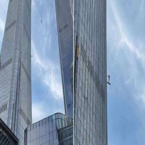 Yürekler ağıza geldi! Pekin'in en yüksek gökdelenine küçük uçak çarptı: İşte o anlar kamerada
