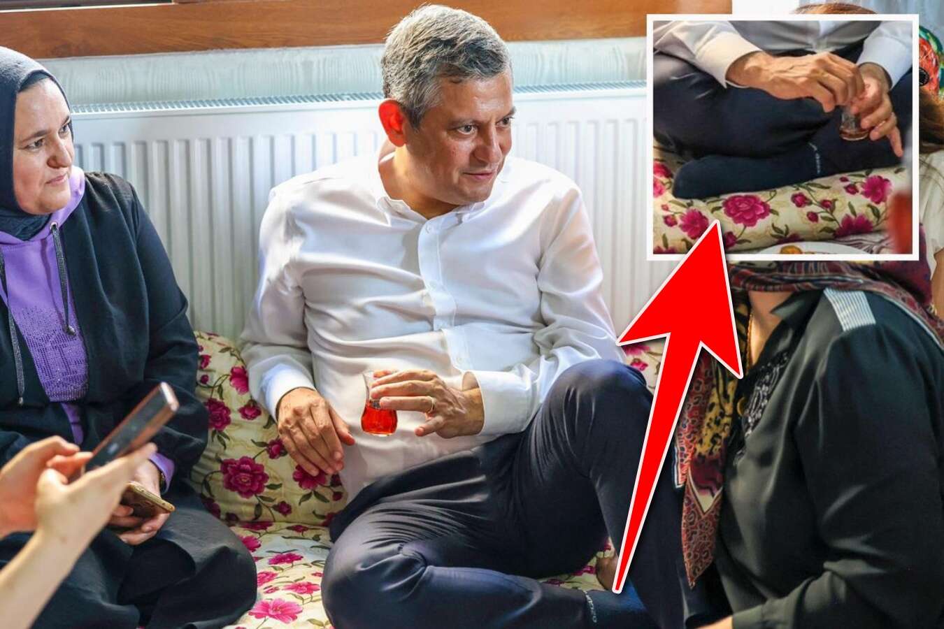 Özgür Özel'in çorabına bir bakan bir daha baktı! Mütevazılık pozu verirken egosuna yenildi