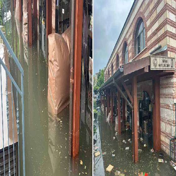 İstanbul'da sağanak yağış! Üsküdar Sahaflar Çarşısı sular altında: Yüzlerce kitap kurtarılmayı bekliyor