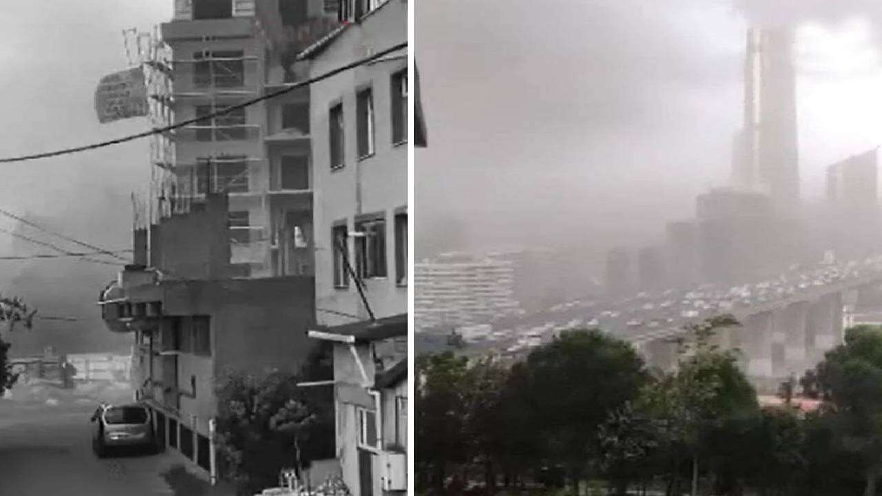 Gündüz geceye döndü, İstanbul’u fırtına vurdu: Çatılar uçtu, ağaçlar devrildi! Uçaklar iniş yapamıyor