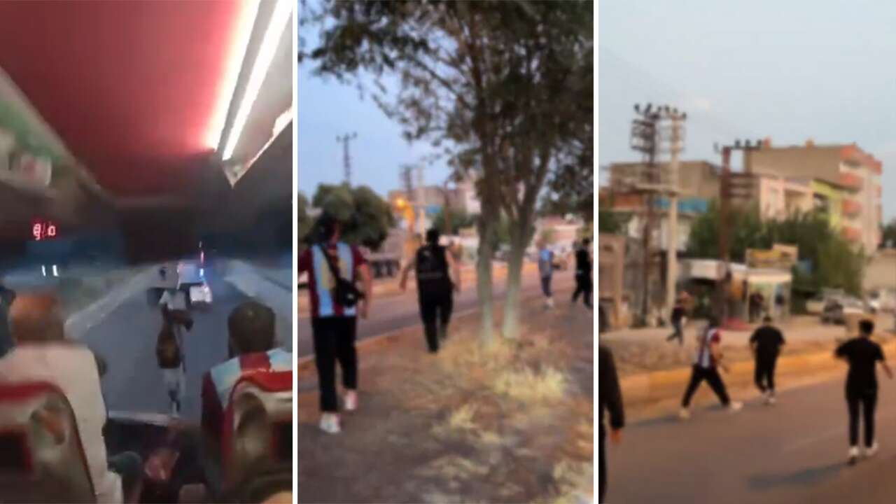 Amedsporlular ile Trabzonsporlular arasında taşlı kavga