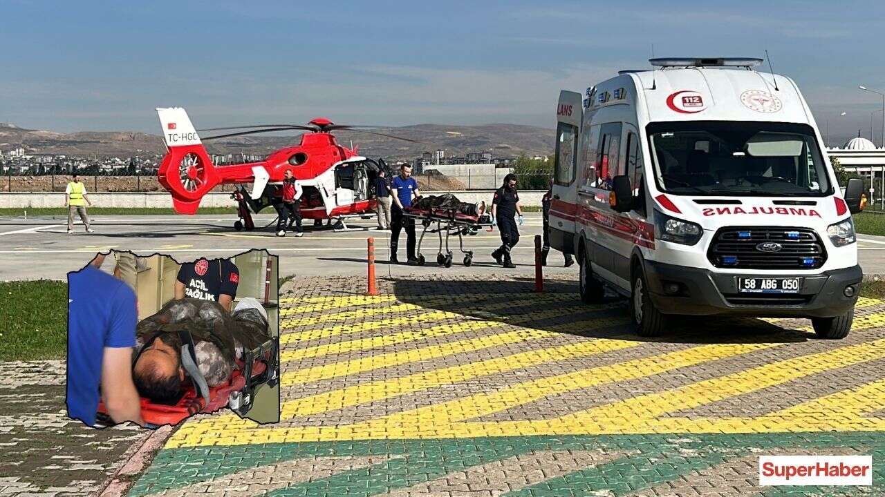 Sivas'ta ayı saldırısı! Yaralı çoban ambulans helikopterle nakledildi