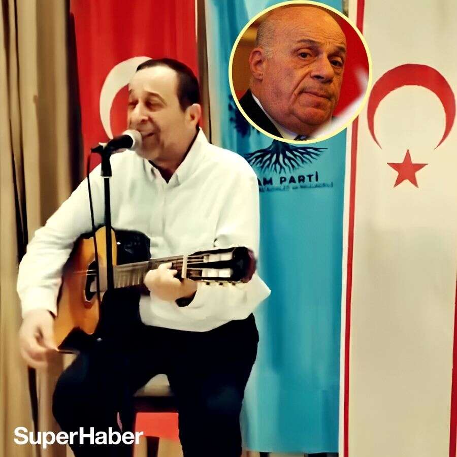 Rauf Denktaş'ın oğlu Serdar Denktaş sahneye gitarıyla çıktı: Kuzey Kıbrıs bayrağını Güney'e de asacağız